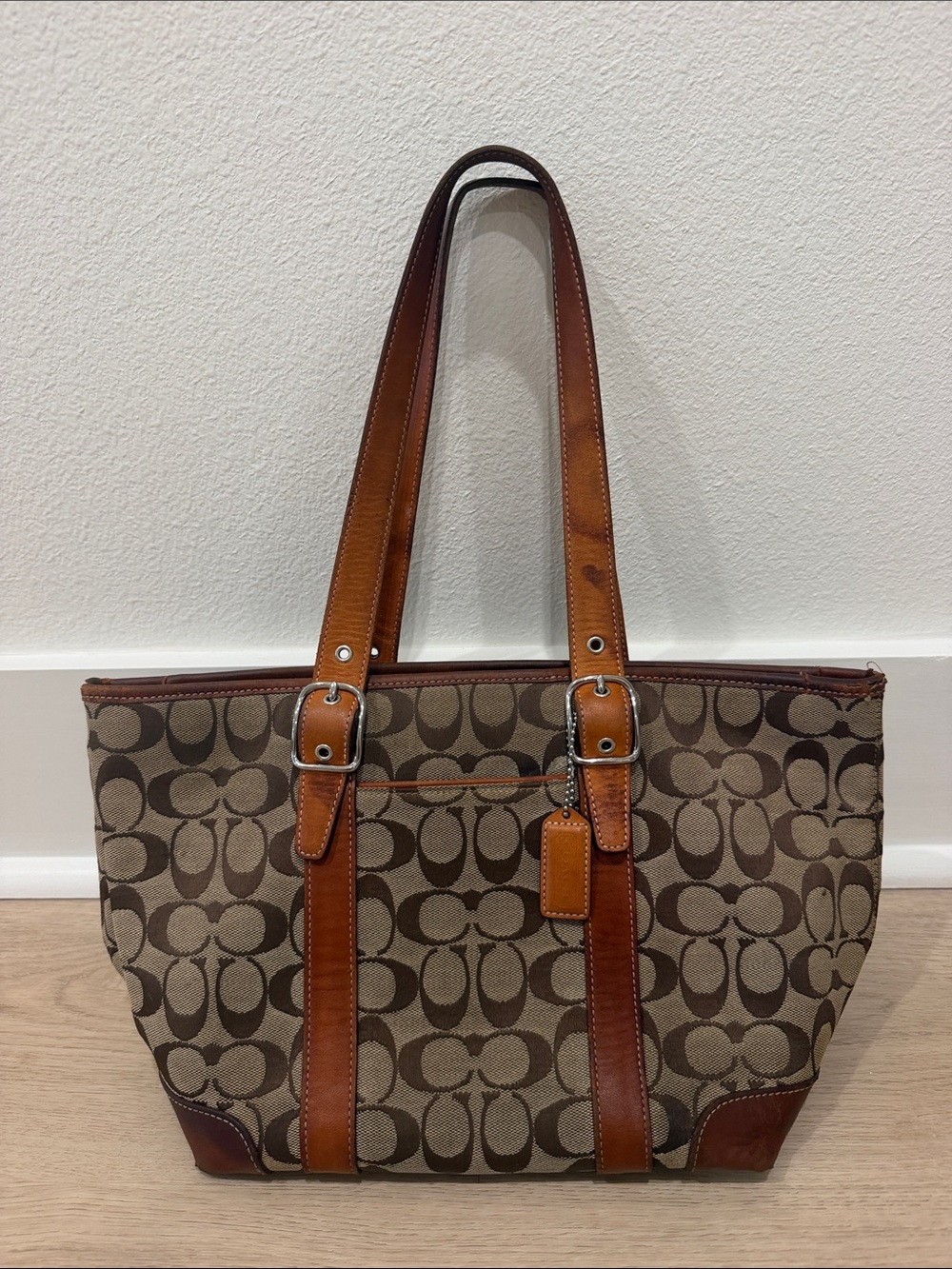 Coach Brown & Tan Canvas Signature Tote